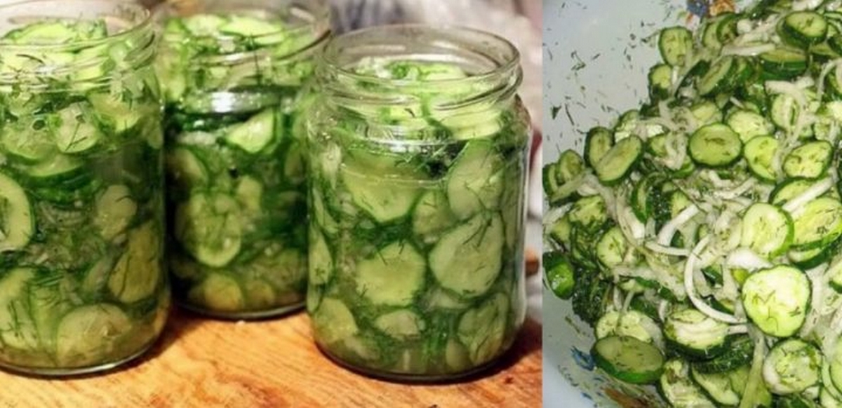 Vynikající domácí okurkový salát bez konzervantů se skvělou chutí.
