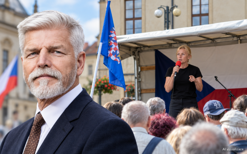 „Pavel není můj prezident!“ Konečná se do hlavy státu ostře pustila a dav začal skandovat.